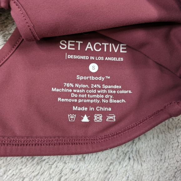 Set Active Sports Bra Women's Small Pink Deep Mauve Sport body Dip V Front Back - Picture 5 of 6